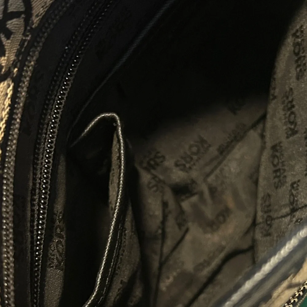 Michael Kors Tan and Black MK Signature Crossbody Bag